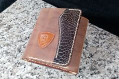 001 XXL Trifold Wallet in Crazy Horse Vacchetta e Struzzo
