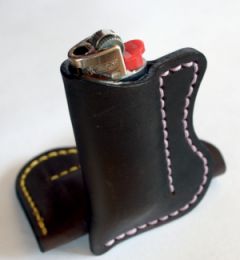 016 Porta Accendino BiC Mini in Nabuk Anticato Marrone Viola
