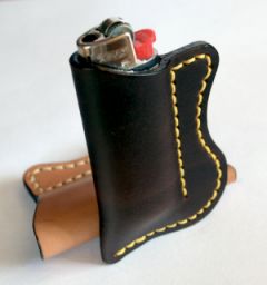 017 Porta Accendino BiC Mini in Nabuk Anticato Marrone Giallo